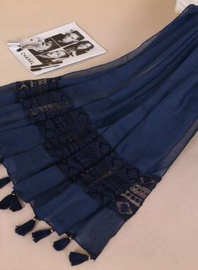 Thickened women lace scarf cotton linen shawl BS529 棉麻披肩