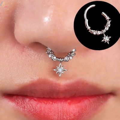 Crystal Septum Nose Rings Piercing Nose Hoop Earring Jewelry