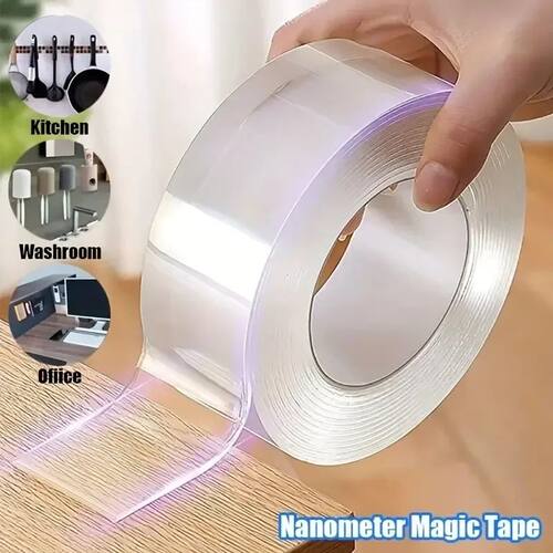 1 Roll Transparent Double Sided Nano Tape, Waterproof Wall S