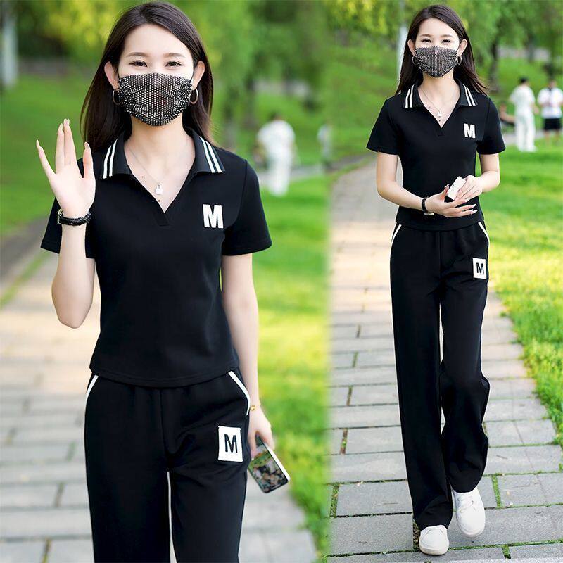 休闲运动套装女2025夏季新款时尚小个子减龄短袖T恤阔腿裤两件套