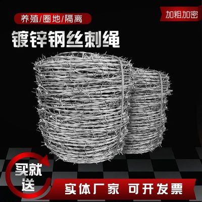 带刺铁丝围栏钢丝防护网刺绳热镀锌铁丝网防锈铁蒺藜防盗防爬刺线