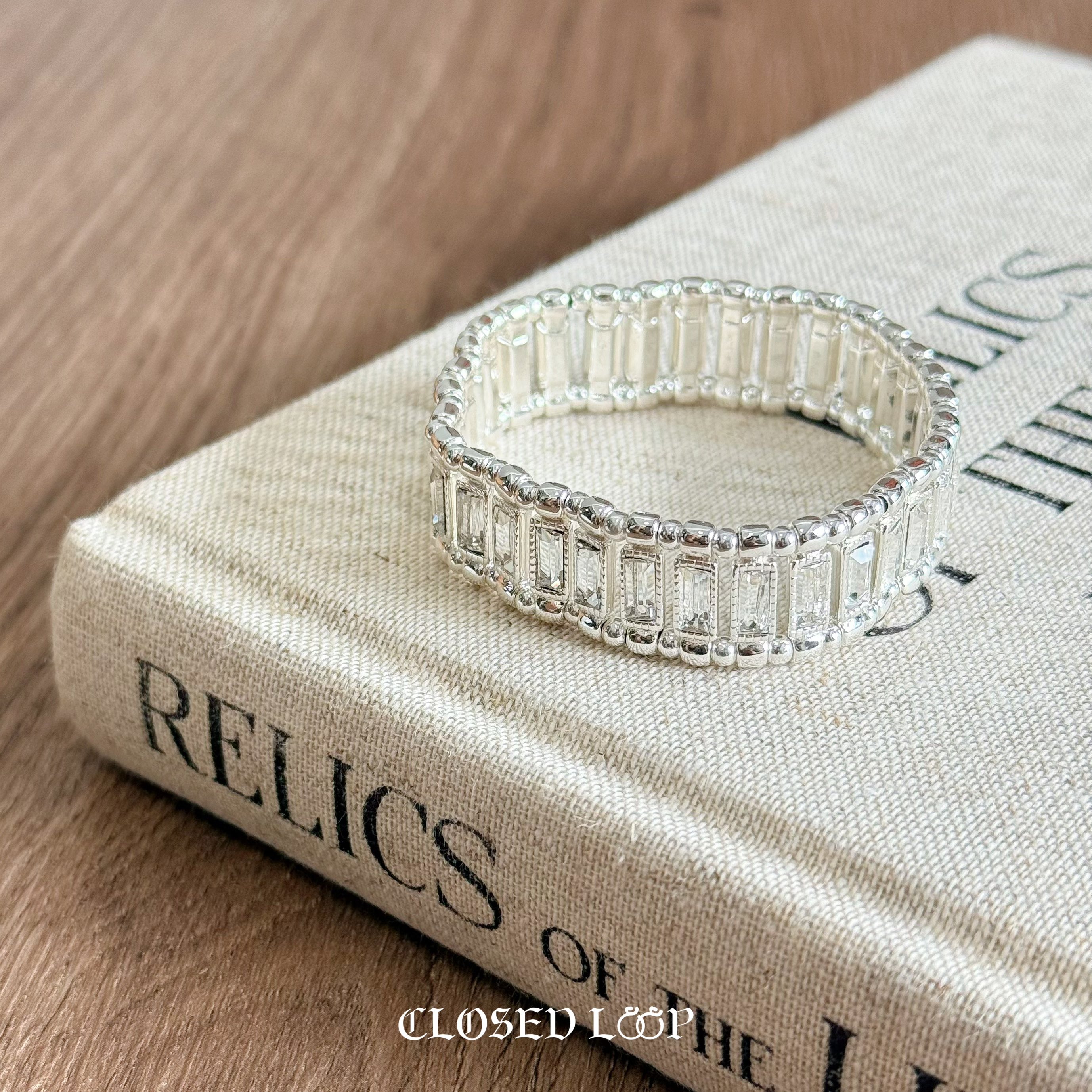 thumbnail for CL | High-end Philippeaudiber* Bohemian French vintage daisy rhinestone stretch bracelet ring