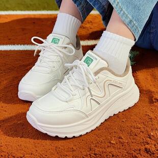 萱朵莎正品运动鞋女2024冬季新款平底轻便百搭休闲加绒老爹鞋