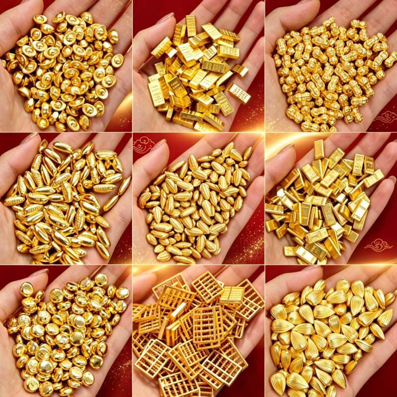 迷你金元宝金条金米金如意算盘钱币吉祥物乔迁家居聚宝盆装饰品