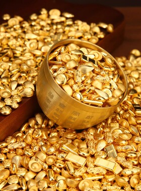 中式实心黄铜沙金花生摆件