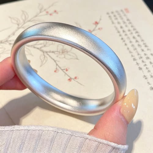 足银9999手镯女款古法轮胎泥鳅背纯银镯子素圈送女友妈妈生日礼物