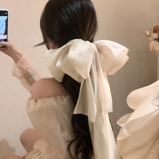 翩翩仲夏夜！大号飘带蝴蝶结发夹！超仙扎发弹簧夹氛围高级感发饰