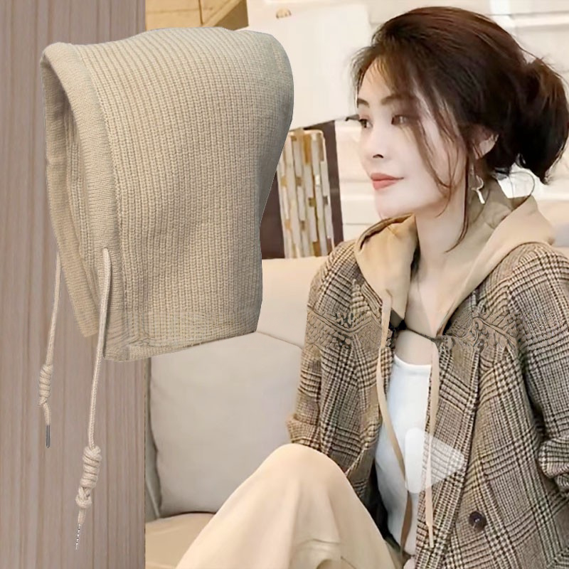 假帽子领连帽可拆卸帽子配羽绒服通用厚毛线保暖装饰连帽假领子上