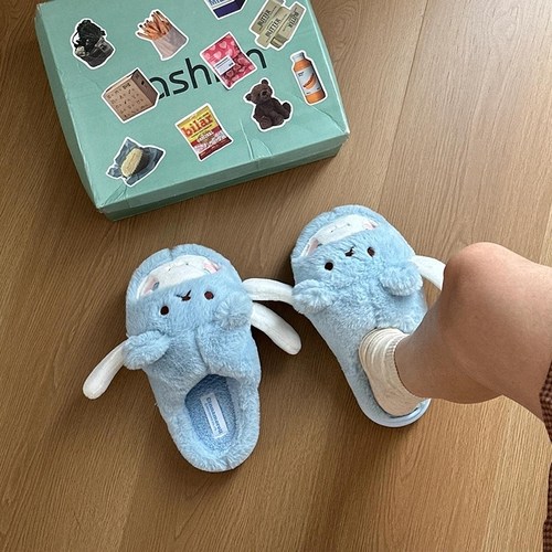 玉桂狗拖鞋女2024新款秋冬季家居可爱毛绒加绒包头保暖厚底棉拖鞋