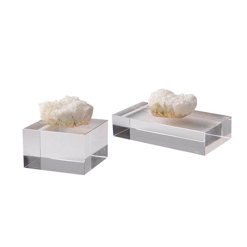 现极简样板房客厅白水晶摆件茶几玄关摆场软装饰品创意家居摆设