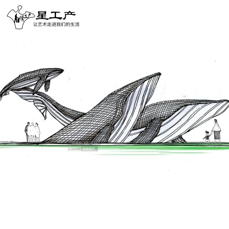 不锈钢园林景观工程大型雕塑鲸鱼镂空大鹏神兽金属户外摆件雕塑