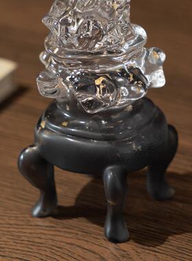 中古风摆件高级感透明太湖石玄关办公室酒柜装饰品禅意艺术工艺品