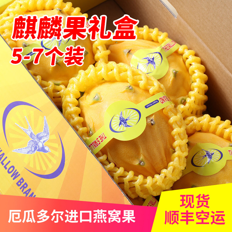 现货麒麟果礼盒6~7个超甜品种黄皮火龙果燕窝果新鲜水果顺丰