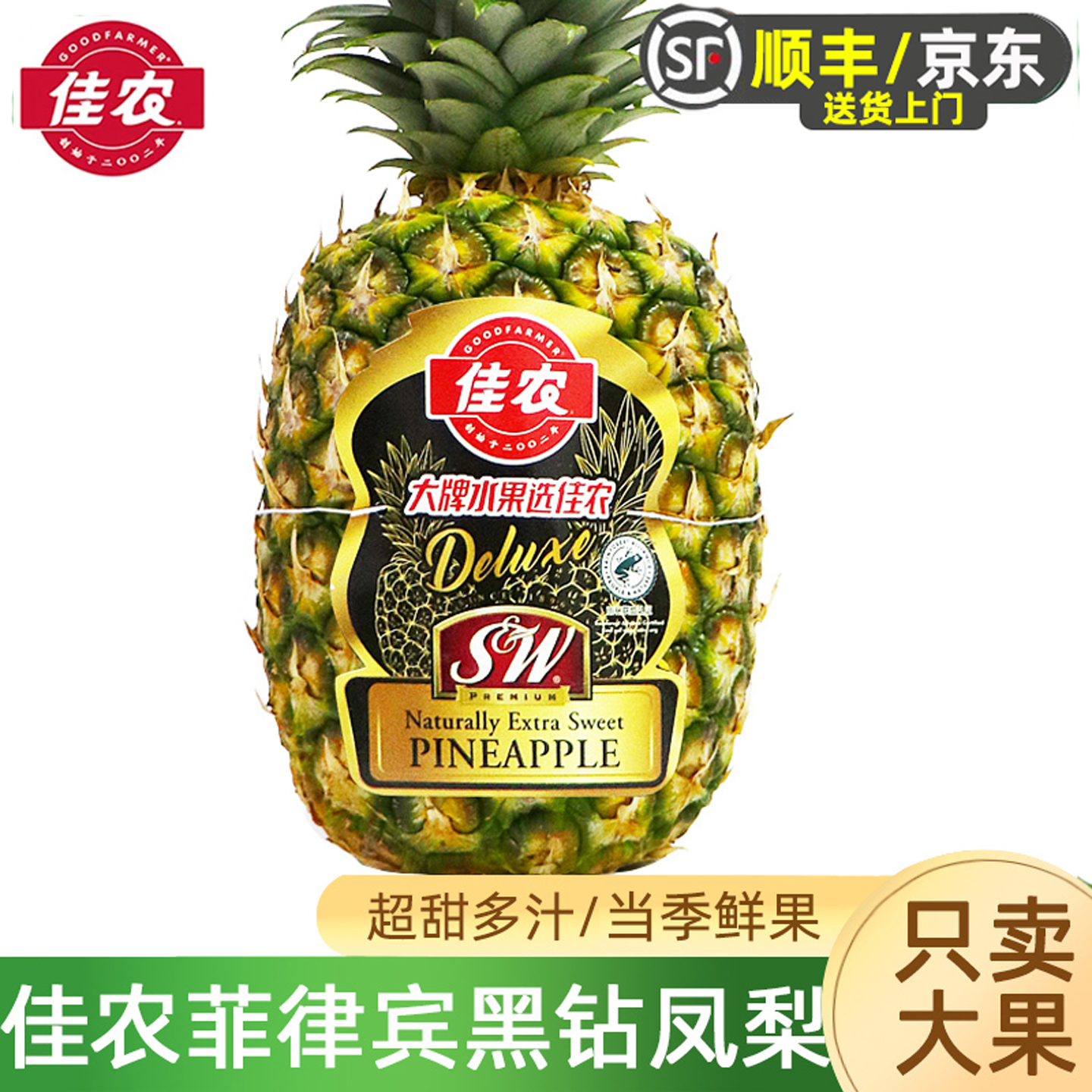 黑钻凤梨大果超甜新鲜水果 削皮即食菲律宾进口SW金菠萝顺丰