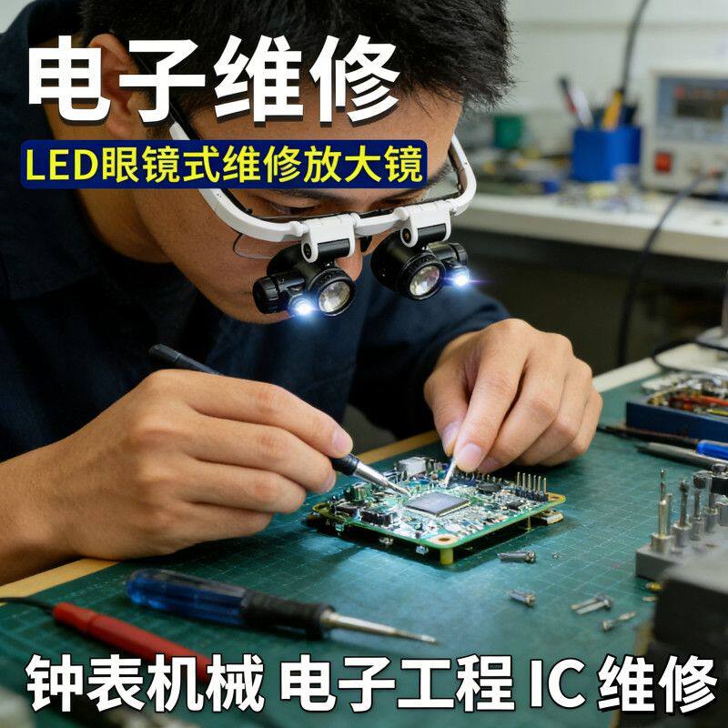 维修鉴定钟表电路板23倍led灯雕刻古玩目镜高清头戴式高倍放大镜