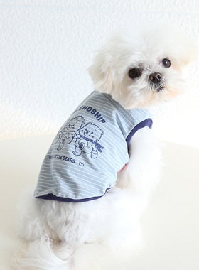 【夏季清仓】三只小熊条纹印花宠物狗狗背心泰迪约克夏比熊T恤