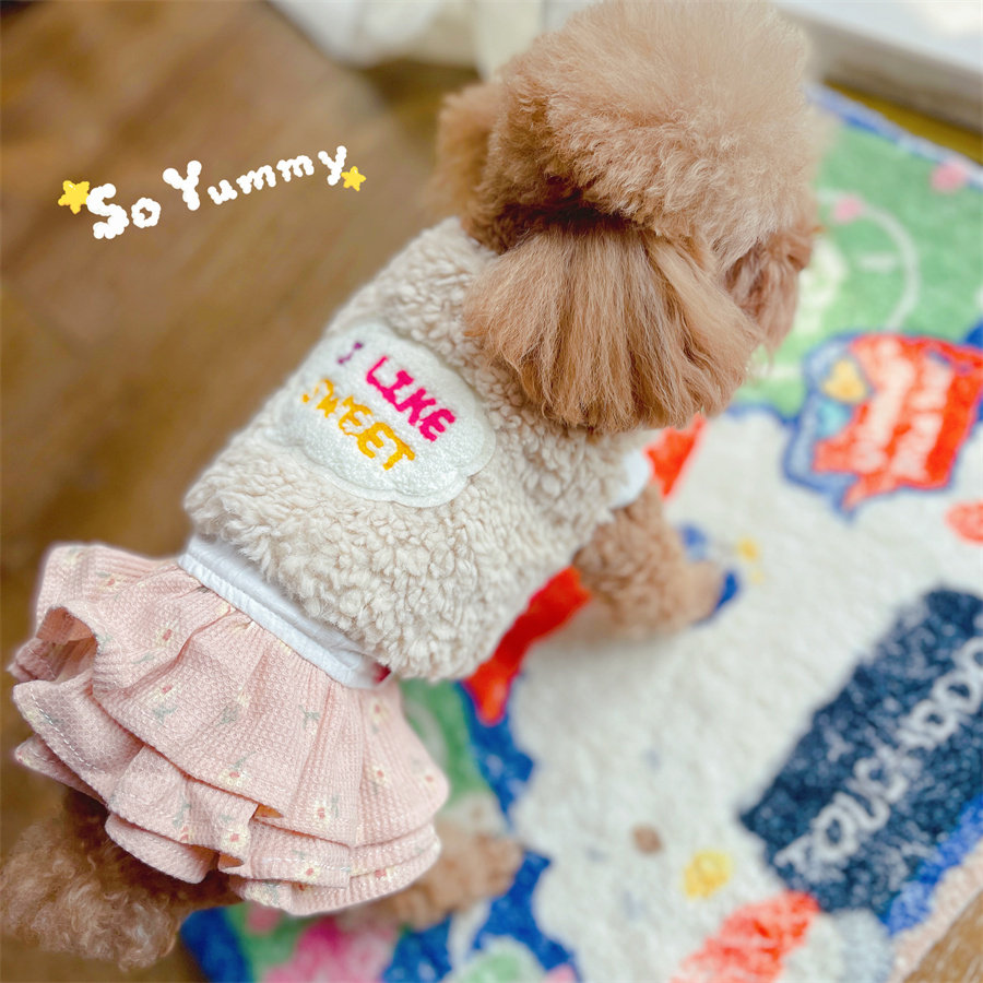 两件套】狗狗可爱秋冬保暖套装加厚中小型犬泰迪比熊约克夏碎花裙