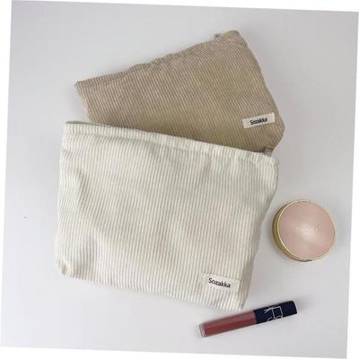 Corduroy Women Cosmetic Bag Cotton Cloth Makeup Pouch Hand T