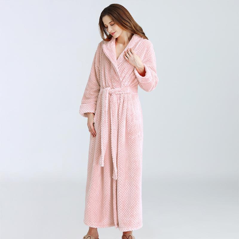 Dressing Gown Women Winter Warm Bathrobe Pajamas 一体式浴袍