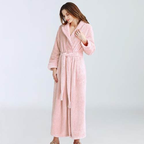 Dressing Gown Women Winter Warm Bathrobe Pajamas 一体式浴袍