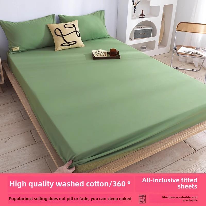 Soft Cotton Fitted Bed Sheet with Elastic Band Solid Color M