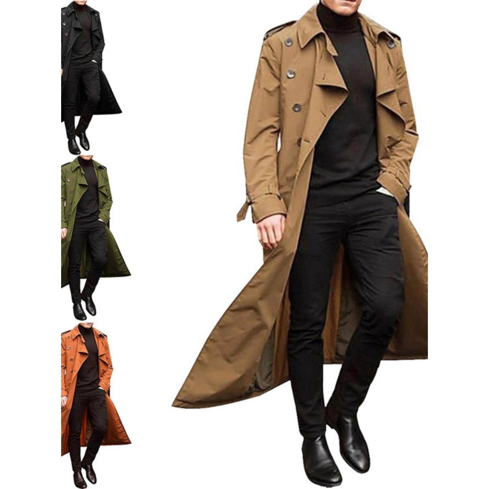 Add a long trench coat and a loose coat 加长款风衣男宽松外套