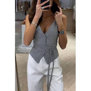 Summer new lac2024SDSXe up casual womens top Neck Slim西装系