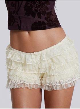 Sexy Beach Pants Ruffled Wave Solid Color Lolita LowSU3658 W