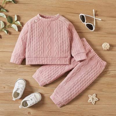 Newborn Baby Girl Boy Clothes Set Solid Color Long Sleeves T