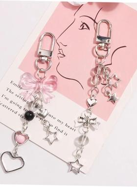 Goth Y2K Phone Charm Bow Heart Star Keychn Pendant Kawi