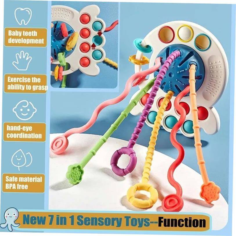 Montessor Sensory Toys Slcone PullbJvKrJbP Strng Toys Baby A
