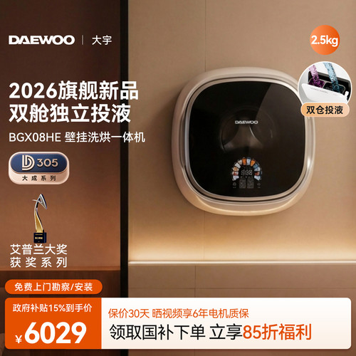 【一键智洗烘】大宇壁挂式洗衣机