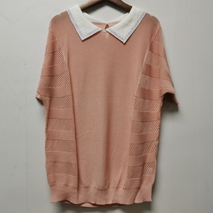 工厂版衣2025夏季时尚百搭简约烫钻polo领针织短袖女上衣L246