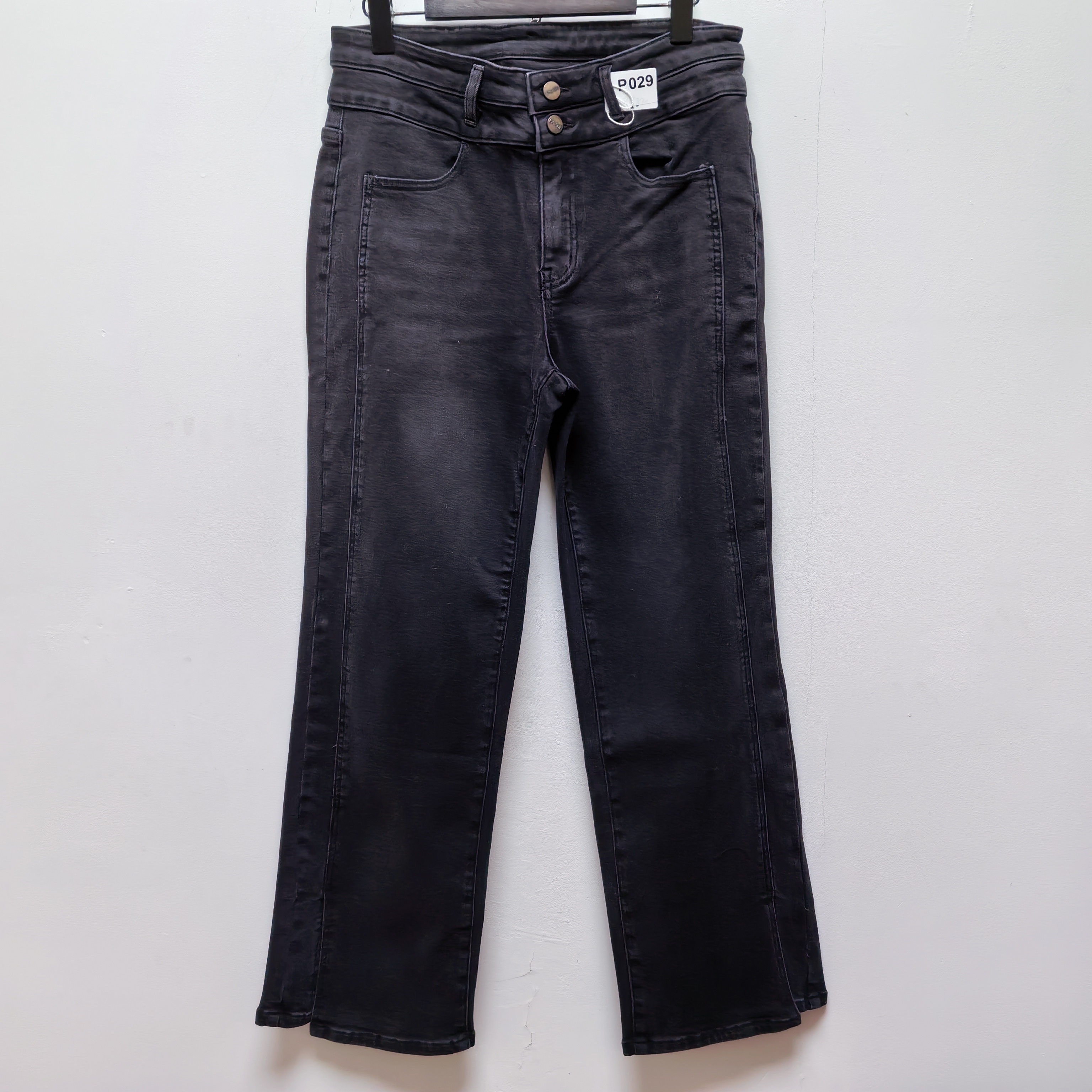 2025春秋新款去标时尚百搭高腰显瘦直筒牛仔裤女宽松阔腿长裤P022