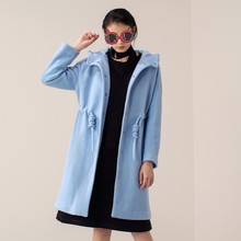 B品牌撤柜去标女士羊毛大衣纯色连帽毛呢外套时尚百搭BDM1AD660