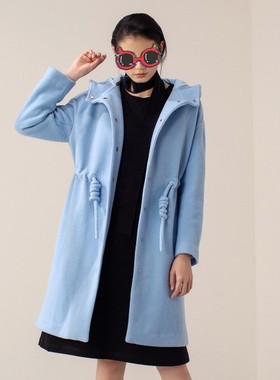 B品牌撤柜去标女士羊毛大衣纯色连帽毛呢外套时尚百搭BDM1AD660