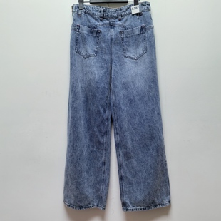 L707 复古水洗磨白梨形身材时髦流行牛仔阔腿裤 2025年春新款 美式