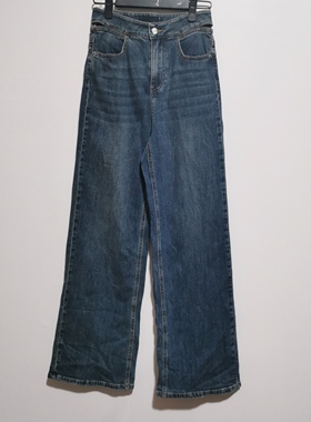 曼去标撤柜2025春秋季时尚百搭宽松简约设计感牛仔裤女士长裤J450