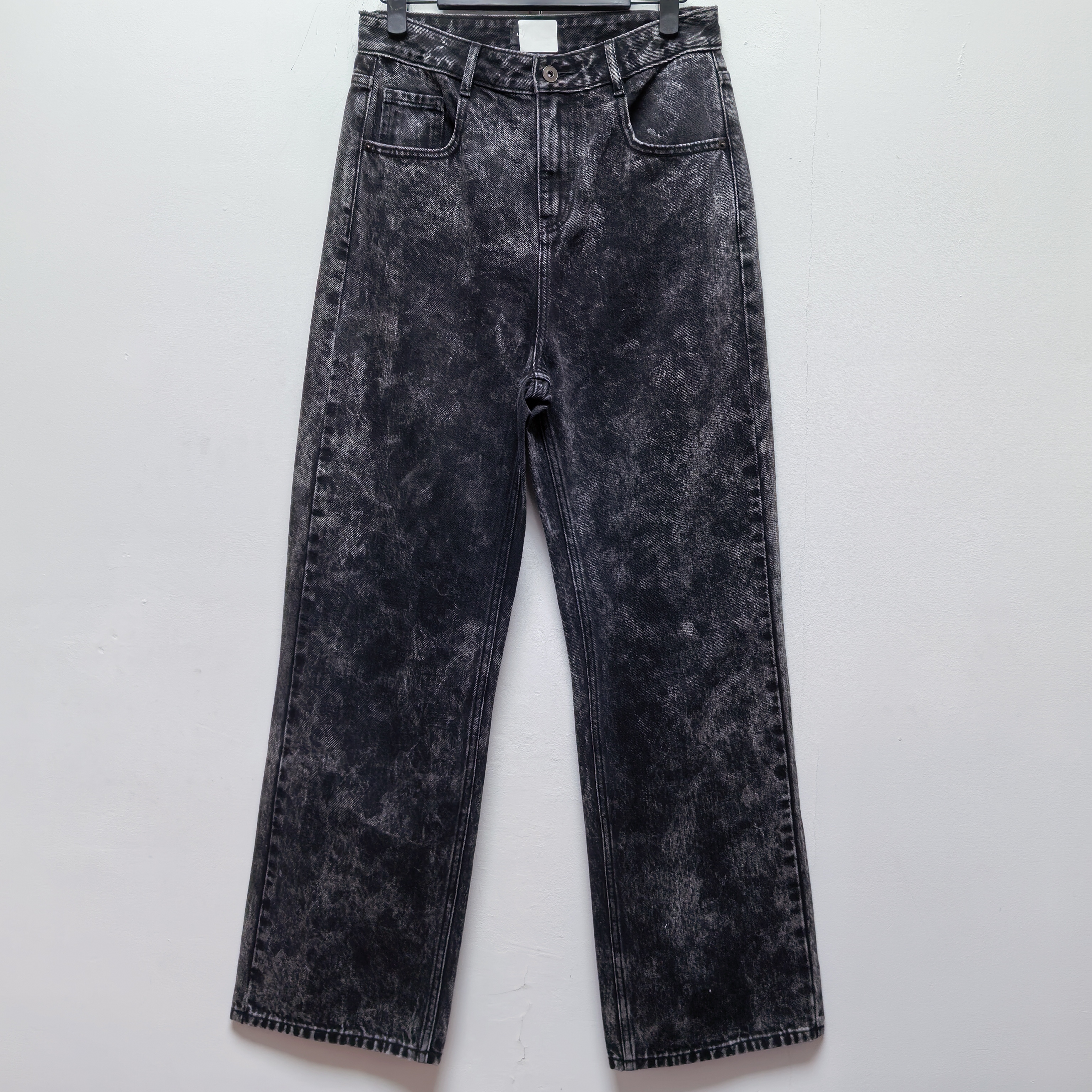 2025春秋新款去标水洗磨白潮流阔腿裤时髦高腰牛仔裤P069