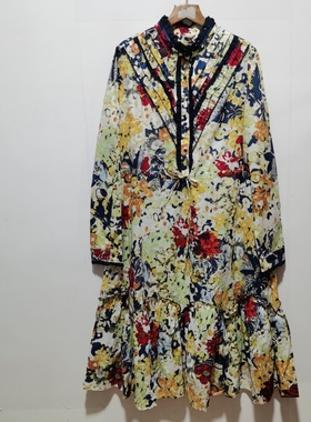 A系列去标艺撤柜女装2023春款新款清新淑女花色纯棉收腰连衣裙L66