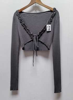 好物推荐【T】设计感春秋款女装时尚休闲百搭灰色短款针织衫N746