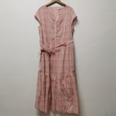 艺 系列去标撤柜女装 夏季 时尚 百搭气质格子100棉连衣裙女L102