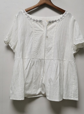 【艺】系列去标撤柜女装夏季时尚百搭休闲100棉短袖衬衫女S031