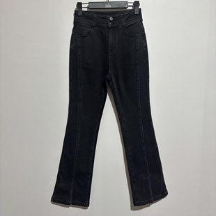 G036 高腰显瘦微喇牛仔微叉长裤 设计师样版 去标2025春秋薄绒时尚