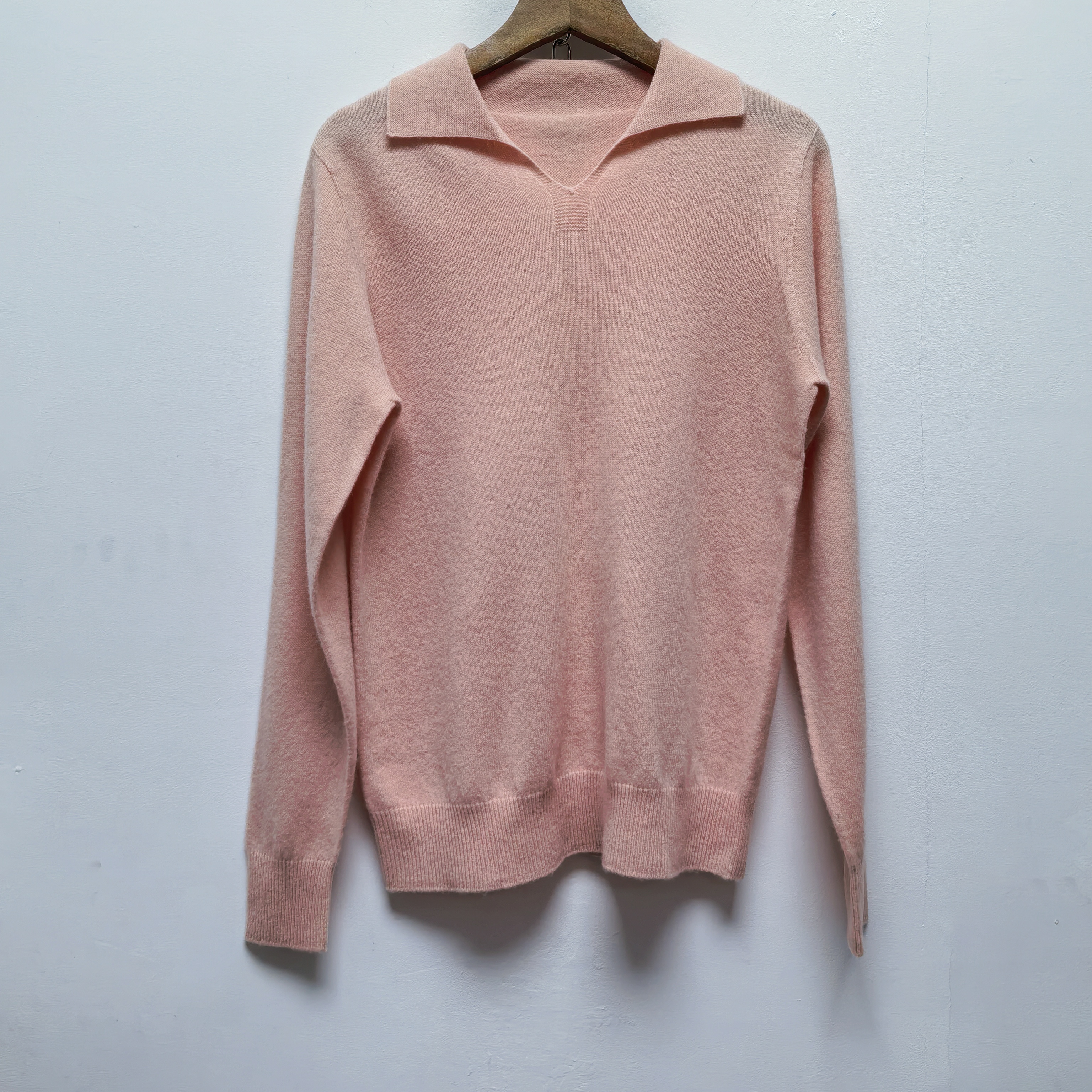 2025秋冬新款翻领套头针织衫长袖休闲百搭软糯打底粉色毛衣女M456