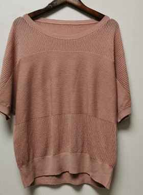 工厂版衣2025夏季时尚百搭简约宽松设计感气质圆领针织衫女L008