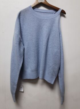 工厂版衣去标2025春秋100羊毛新款时尚百搭圆领针织露肩上衣F534