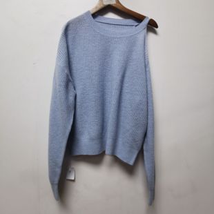 百搭圆领针织露肩上衣F534 时尚 工厂版 衣去标2025春秋100羊毛新款