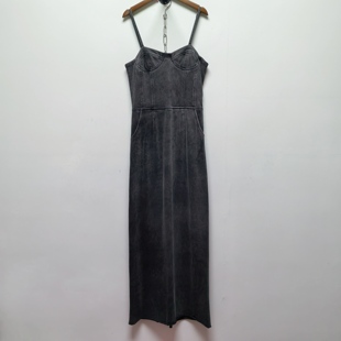 瑕疵 显瘦百搭长裙L695 2025春夏新款 深灰色吊带连体裙女修身