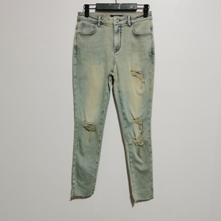 G555 九分裤 PRE家去标2025春秋时尚 百搭做旧破洞显瘦小脚牛仔裤